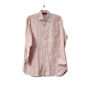 Ben Silver Mens Pink White Charleston Gingham Checkered Long Sleeve Shirt 32